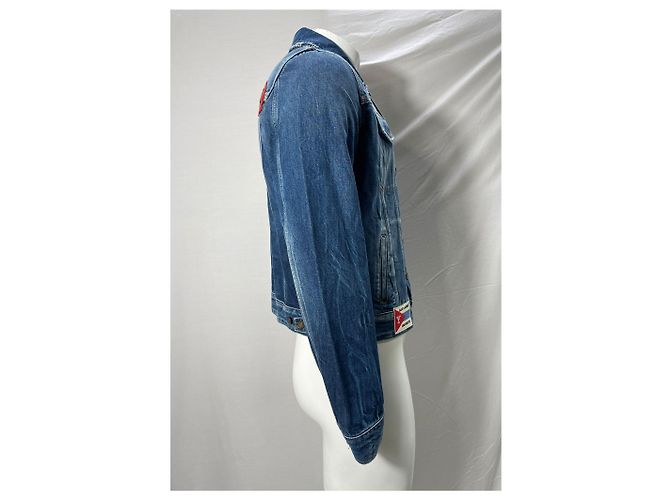Jaqueta Patch Saint Laurent em denim de algodão azul - vista 8