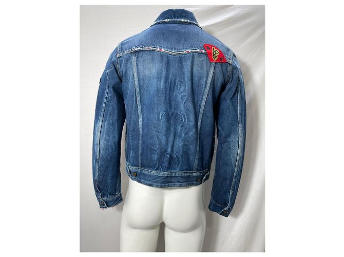 Jaqueta Patch Saint Laurent em denim de algodão azul - vista 9