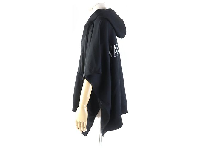 Valentino Garavani Poncho con cappuccio con stampa logo Valentino nero - vista 2
