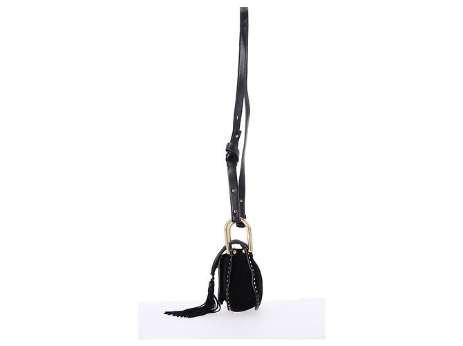 Borsa a tracolla Chloé Mini Hudson in suede nero con cuciture a mano - vista 10