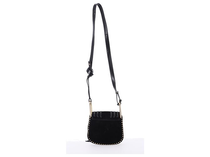 Borsa a tracolla Chloé Mini Hudson in suede nero con cuciture a mano - vista 11