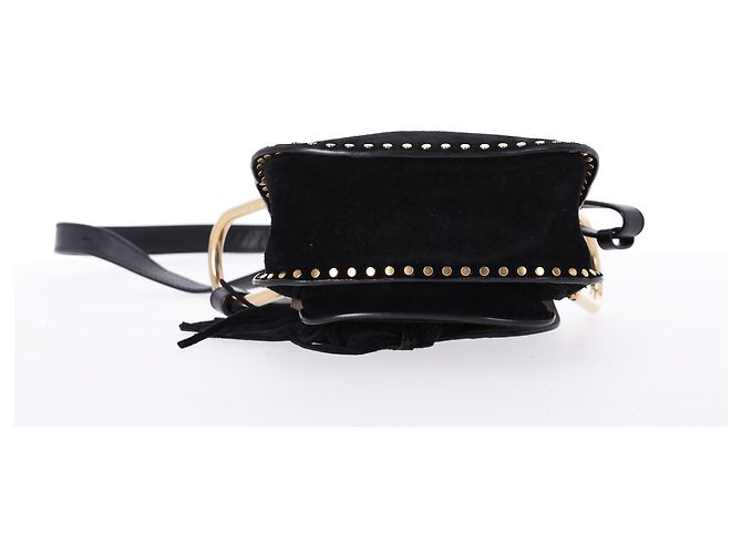 Borsa a tracolla Chloé Mini Hudson in suede nero con cuciture a mano - vista 12