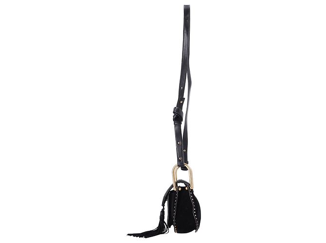 Borsa a tracolla Chloé Mini Hudson in suede nero con cuciture a mano - vista 2