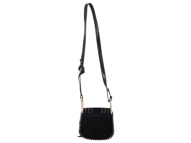 Borsa a tracolla Chloé Mini Hudson in suede nero con cuciture a mano - vista 3
