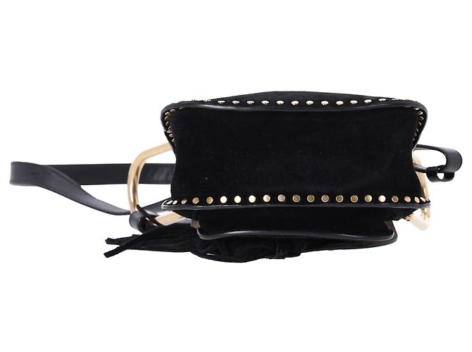 Borsa a tracolla Chloé Mini Hudson in suede nero con cuciture a mano - vista 4