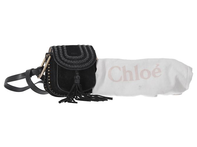 Borsa a tracolla Chloé Mini Hudson in suede nero con cuciture a mano - vista 5