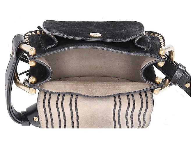 Borsa a tracolla Chloé Mini Hudson in suede nero con cuciture a mano - vista 6