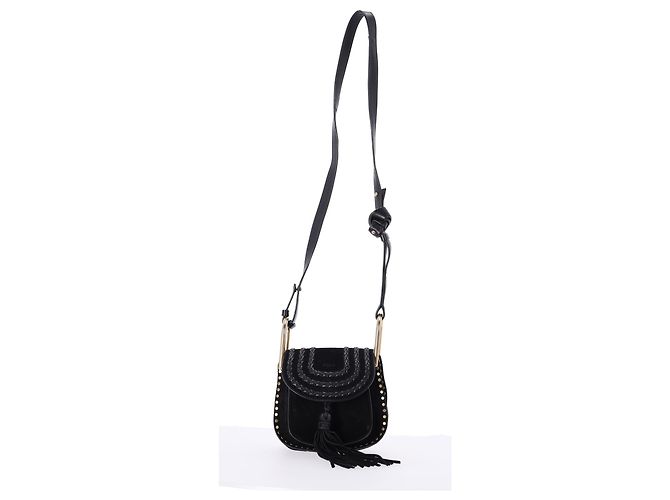Borsa a tracolla Chloé Mini Hudson in suede nero con cuciture a mano - vista 9