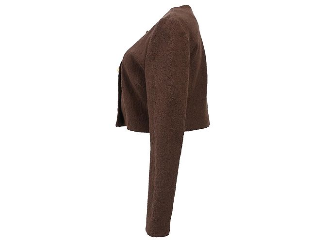 Blazer corto de algodón marrón adornado con flow de Magda Butrym - vista 2