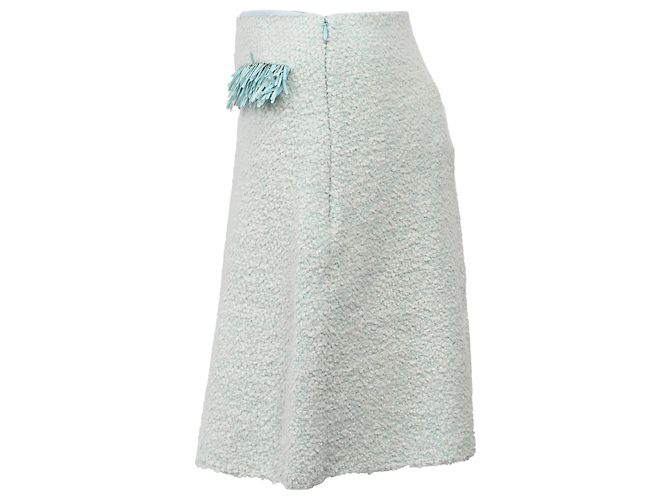 Falda mini con flecos Lanvin en algodón azul claro - vista 2