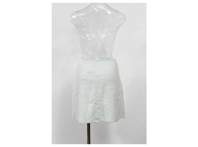 Falda mini con flecos Lanvin en algodón azul claro - vista 7