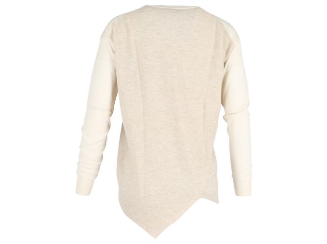 Stella Mc Cartney Stella McCartney asymmetrischer V-Ausschnitt Pullover aus cremefarbener Wolle Weiß Roh - Ansicht 3