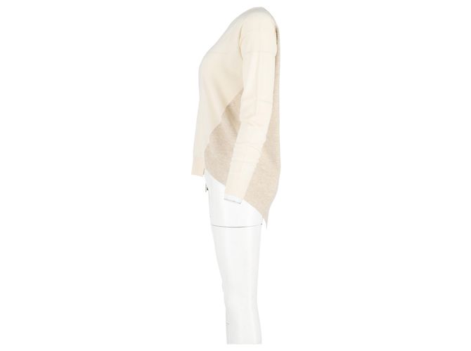 Stella Mc Cartney Stella McCartney asymmetrischer V-Ausschnitt Pullover aus cremefarbener Wolle Weiß Roh - Ansicht 5