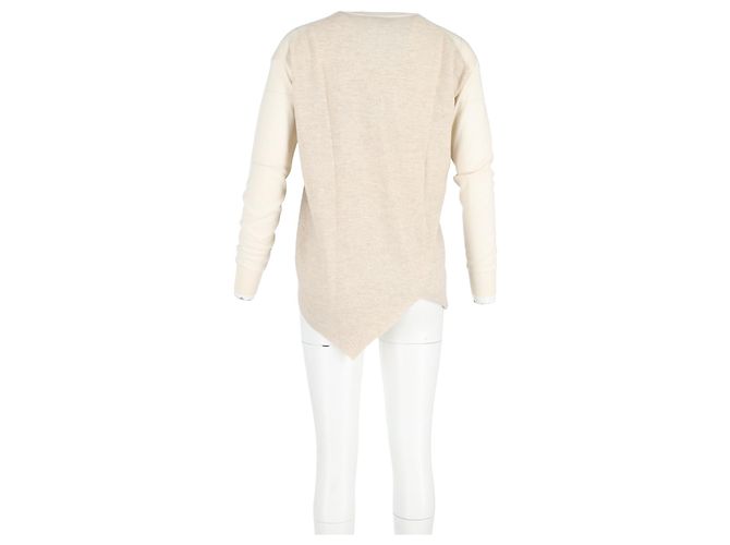 Stella Mc Cartney Stella McCartney asymmetrischer V-Ausschnitt Pullover aus cremefarbener Wolle Weiß Roh - Ansicht 6