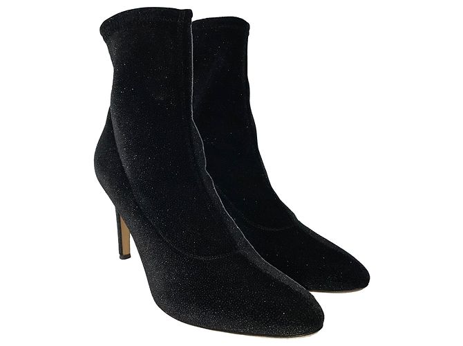 Stivaletti Celeste Giuseppe Zanotti in velluto nero glitterato - vista 5