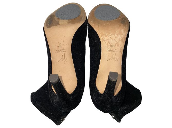 Stivaletti Celeste Giuseppe Zanotti in velluto nero glitterato - vista 6
