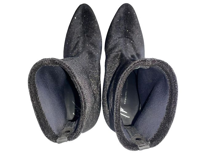 Stivaletti Celeste Giuseppe Zanotti in velluto nero glitterato - vista 7