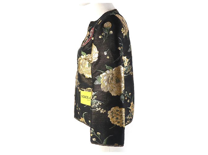 Chaqueta sin cuello de jacquard floral con cuentas Dolce & Gabbana - vista 2
