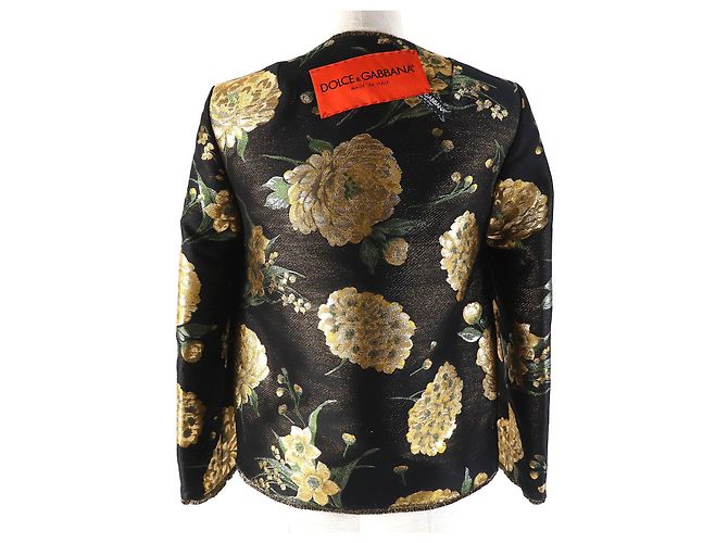 Chaqueta sin cuello de jacquard floral con cuentas Dolce & Gabbana - vista 3