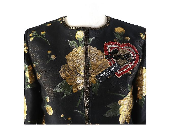 Chaqueta sin cuello de jacquard floral con cuentas Dolce & Gabbana - vista 5