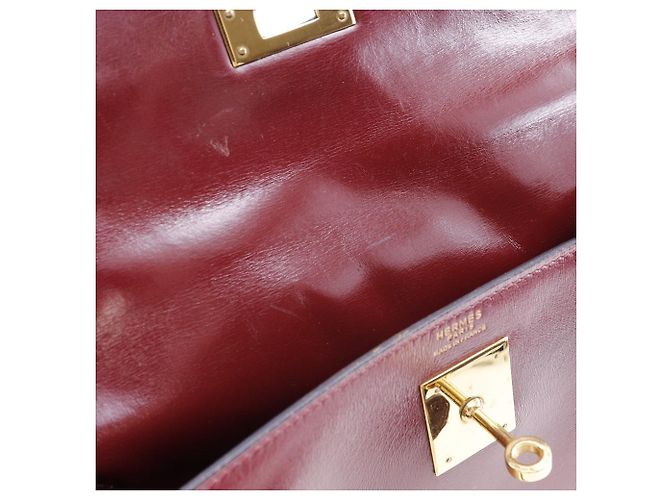 Hermès Sac à main Hermes Kelly 32 en box calf bordeaux Marron - vue 10