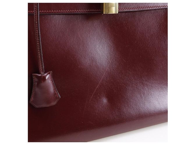 Hermès Sac à main Hermes Kelly 32 en box calf bordeaux Marron - vue 13