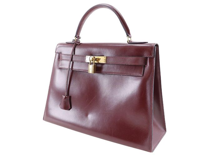 Hermès Sac à main Hermes Kelly 32 en box calf bordeaux Marron - vue 2