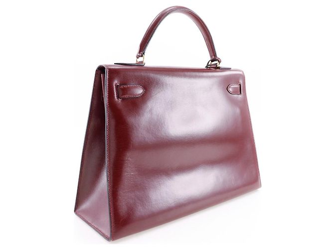 Hermès Sac à main Hermes Kelly 32 en box calf bordeaux Marron - vue 3