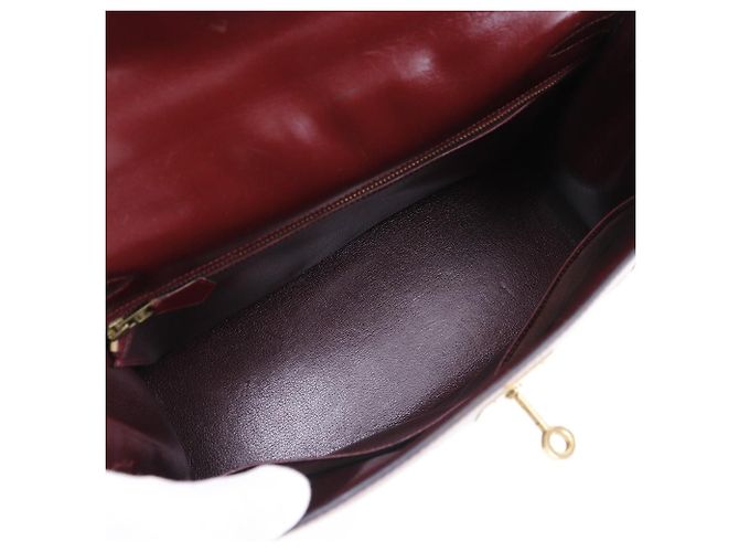 Hermès Sac à main Hermes Kelly 32 en box calf bordeaux Marron - vue 9