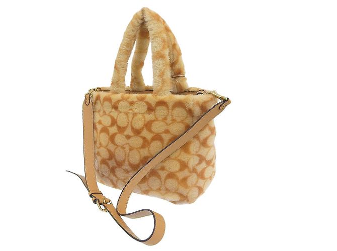 Borsa tote in shearling firmata Coach CC442 Marrone - vista 2