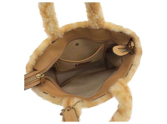 Borsa tote in shearling firmata Coach CC442 Marrone - vista 3