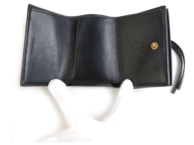 Billetera Tri-fold Balenciaga en cuero negro - vista 3