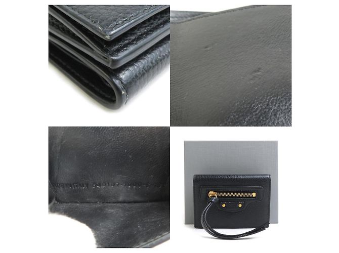Billetera Tri-fold Balenciaga en cuero negro - vista 5