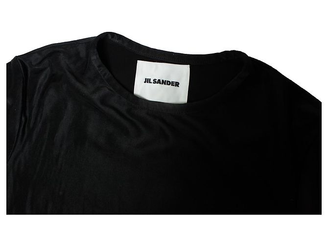 Jil Sander, top nero lucido a maniche corte - vista 5