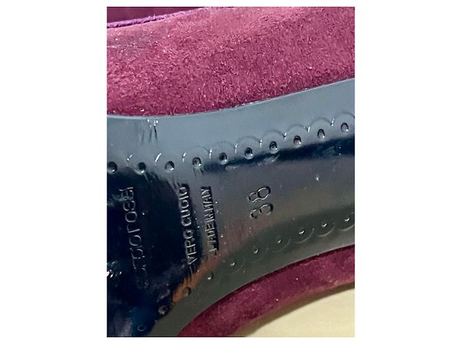 Sergio Rossi Scarpe peep toe in velluto borgogna con bordino in velluto e fiocco Bordò Porpora - vista 6