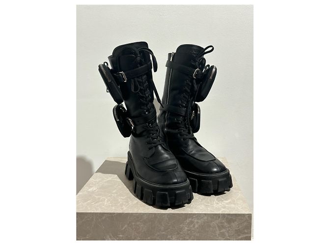 Botas PRADA T.EU 41.5 Cuero Negro - vista 3