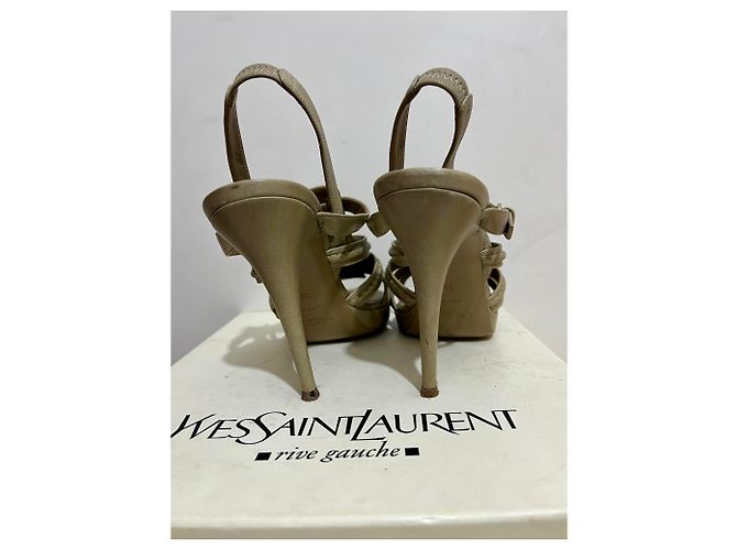 Yves Saint Laurent Sandalo YSL Tribute Hampton 80's Marrone Taupe - vista 5