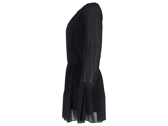Michael Kors plissiertes Mini-Kleid mit langen Ärmeln aus schwarzem Polyester - Ansicht 2