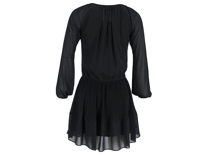 Michael Kors plissiertes Mini-Kleid mit langen Ärmeln aus schwarzem Polyester - Ansicht 3