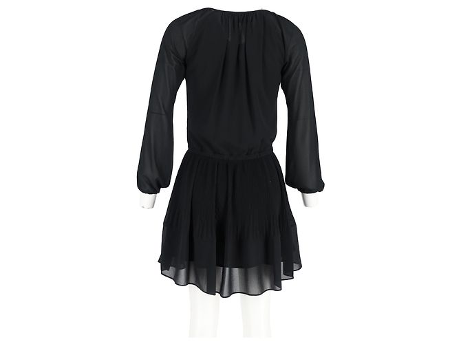Michael Kors plissiertes Mini-Kleid mit langen Ärmeln aus schwarzem Polyester - Ansicht 6