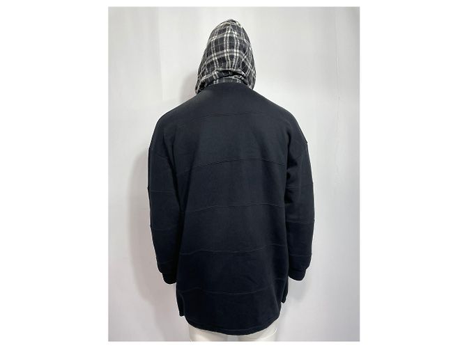 Balenciaga Karierter Kapuzenpullover aus schwarzer Baumwolle - Ansicht 10