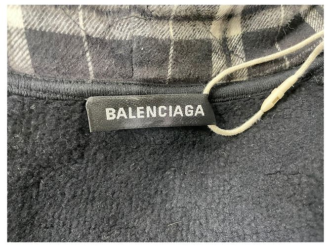 Balenciaga Karierter Kapuzenpullover aus schwarzer Baumwolle - Ansicht 11