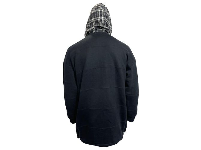 Balenciaga Karierter Kapuzenpullover aus schwarzer Baumwolle - Ansicht 4