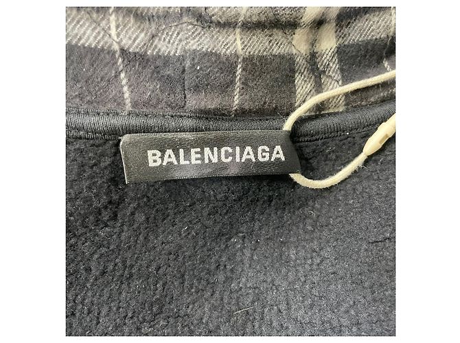 Balenciaga Karierter Kapuzenpullover aus schwarzer Baumwolle - Ansicht 5