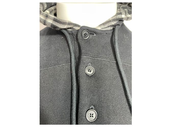 Balenciaga Karierter Kapuzenpullover aus schwarzer Baumwolle - Ansicht 8