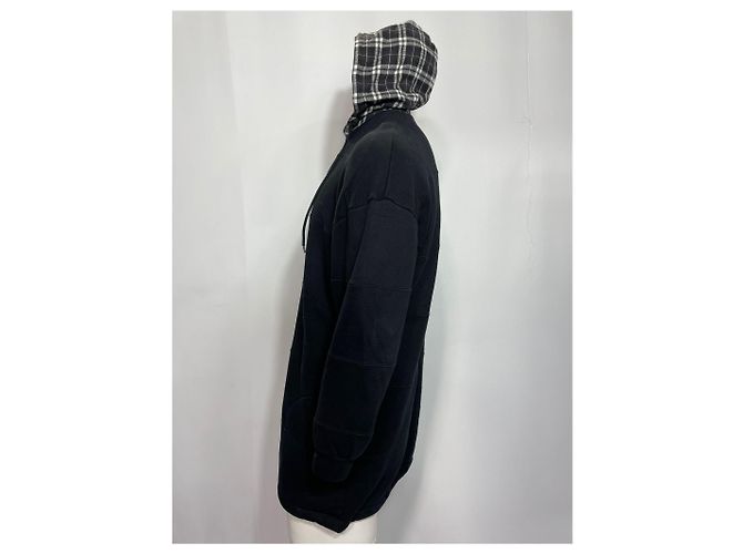 Balenciaga Karierter Kapuzenpullover aus schwarzer Baumwolle - Ansicht 9