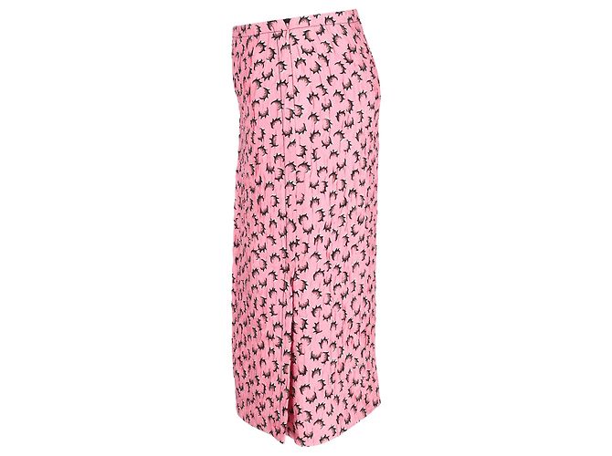 Marni bedruckter, zerknitterter Midi-Rock mit Schlitz aus rosa Polyester Pink - Ansicht 2