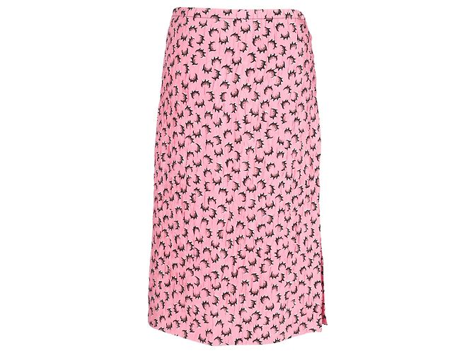 Marni bedruckter, zerknitterter Midi-Rock mit Schlitz aus rosa Polyester Pink - Ansicht 3