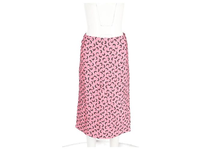 Marni bedruckter, zerknitterter Midi-Rock mit Schlitz aus rosa Polyester Pink - Ansicht 4