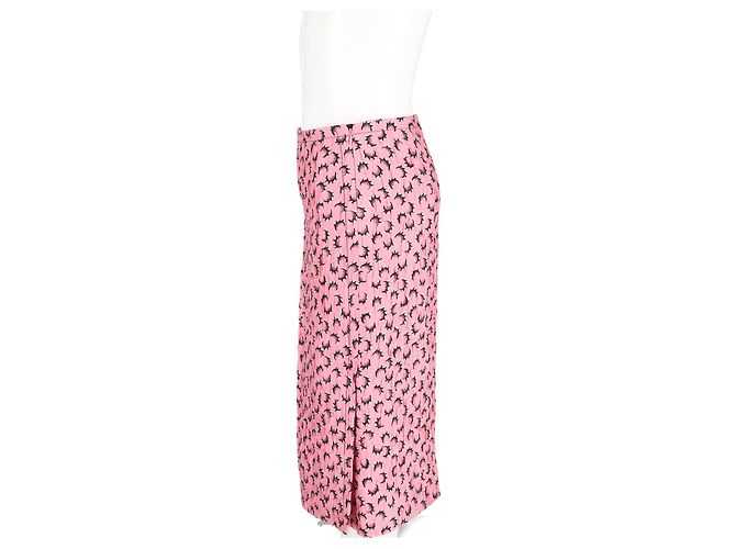 Marni bedruckter, zerknitterter Midi-Rock mit Schlitz aus rosa Polyester Pink - Ansicht 5